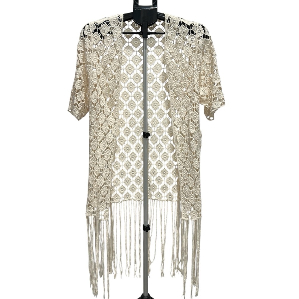 House of Harlow 1960 Women’s Ivory Crochet Kimono One Size
